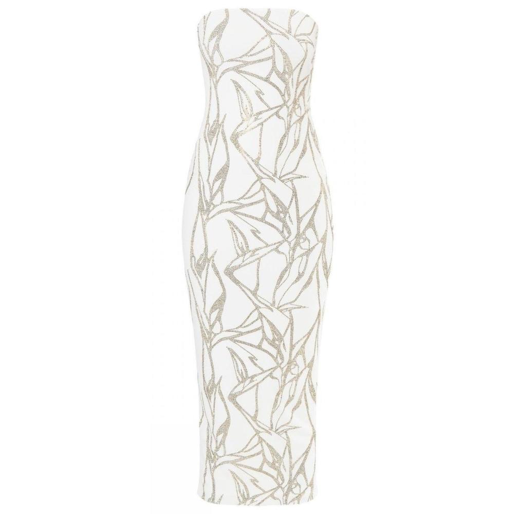 Alexandre Vauthier - White Beaded Strapless Midi Dress - FR 42